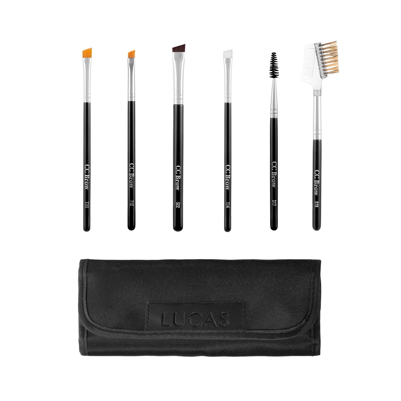 Lucas Cosmetics - Profesionální sada 6 štětců na obočí s pouzdrem